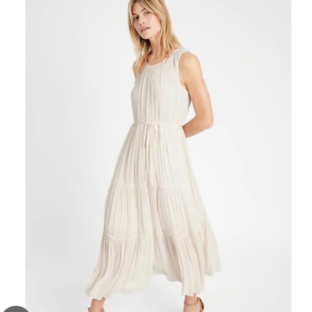 Banana Republic Cream Sleeveless Maxi Sundress